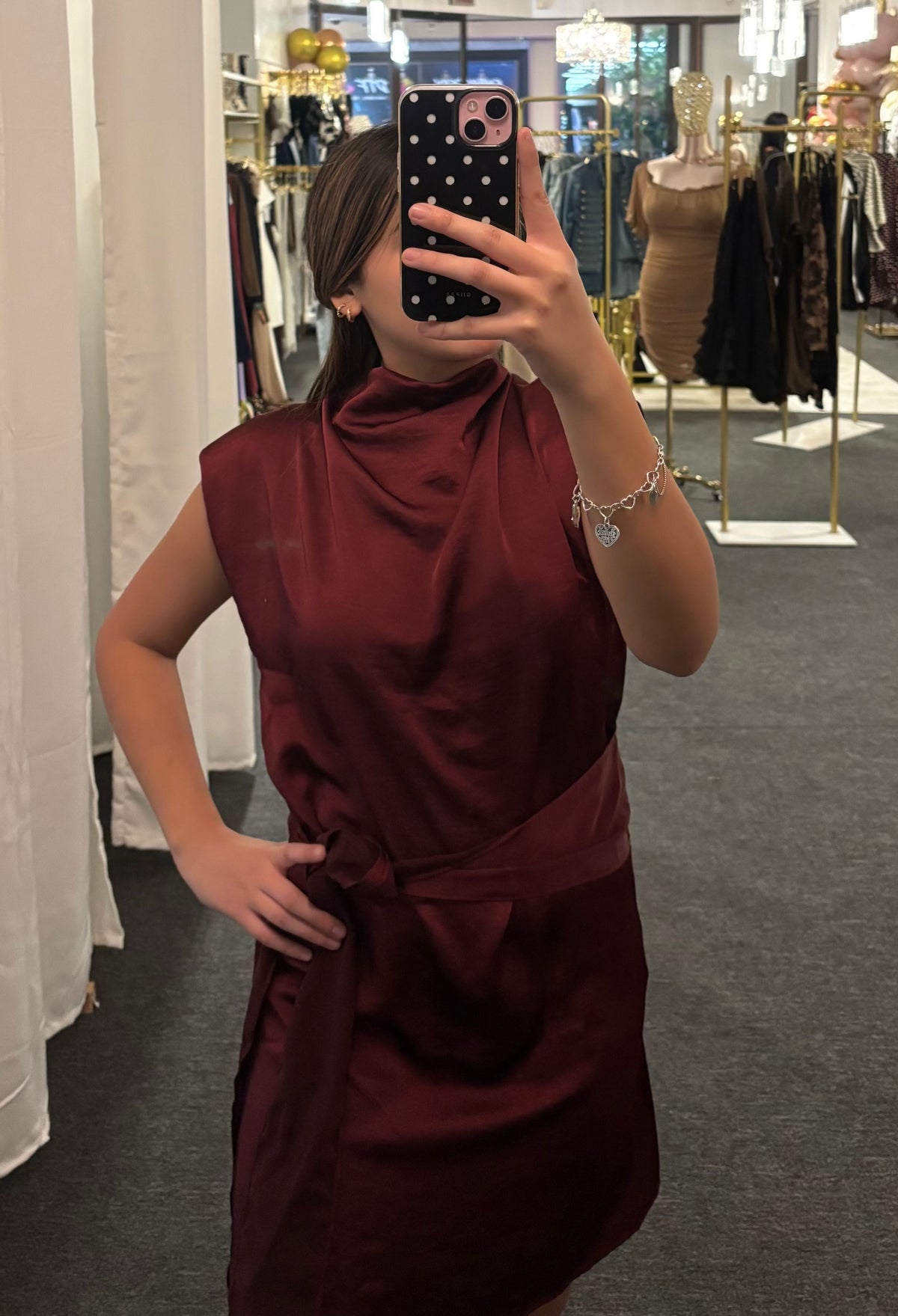 Burgundy Satin Dress