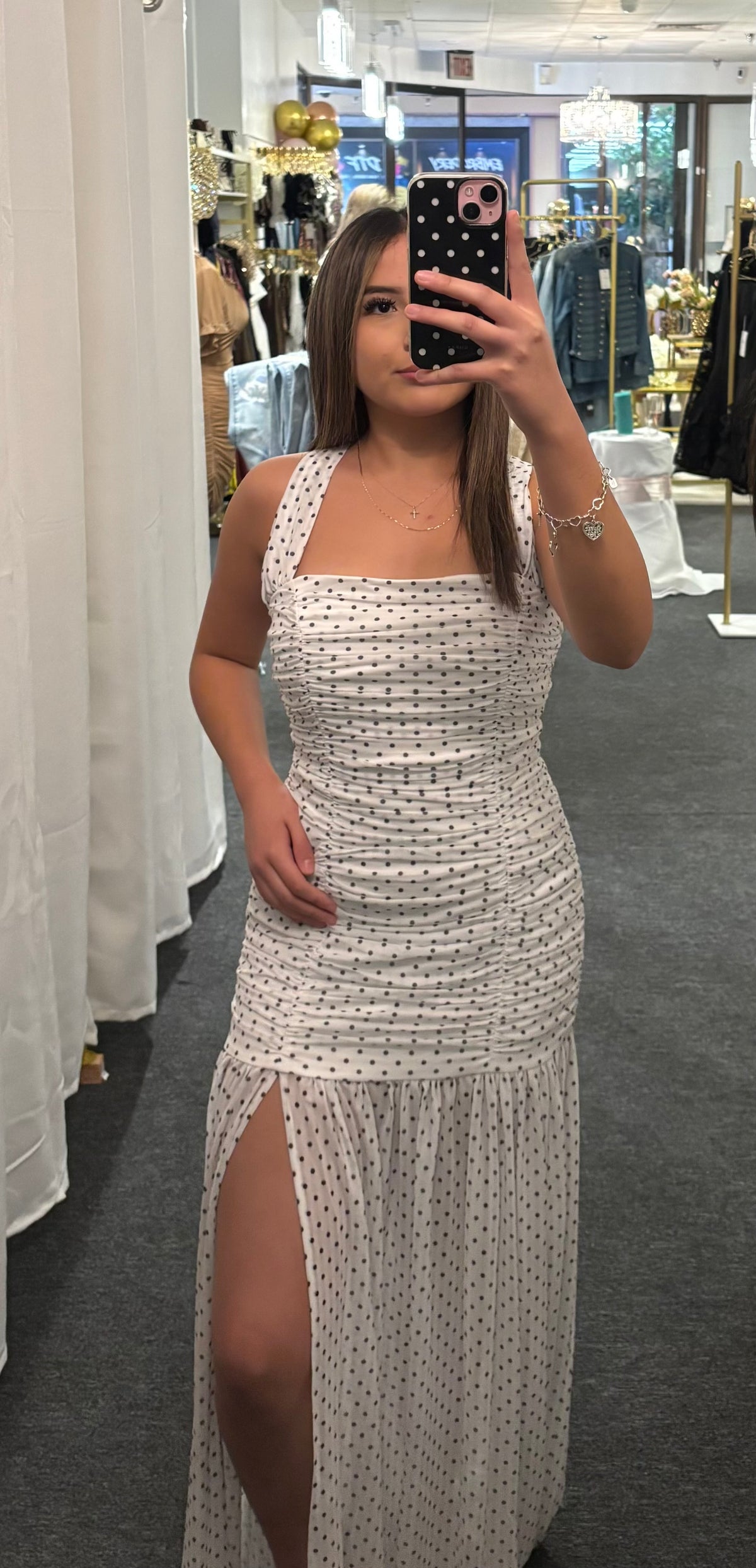 White Polka Dot Maxi Dress