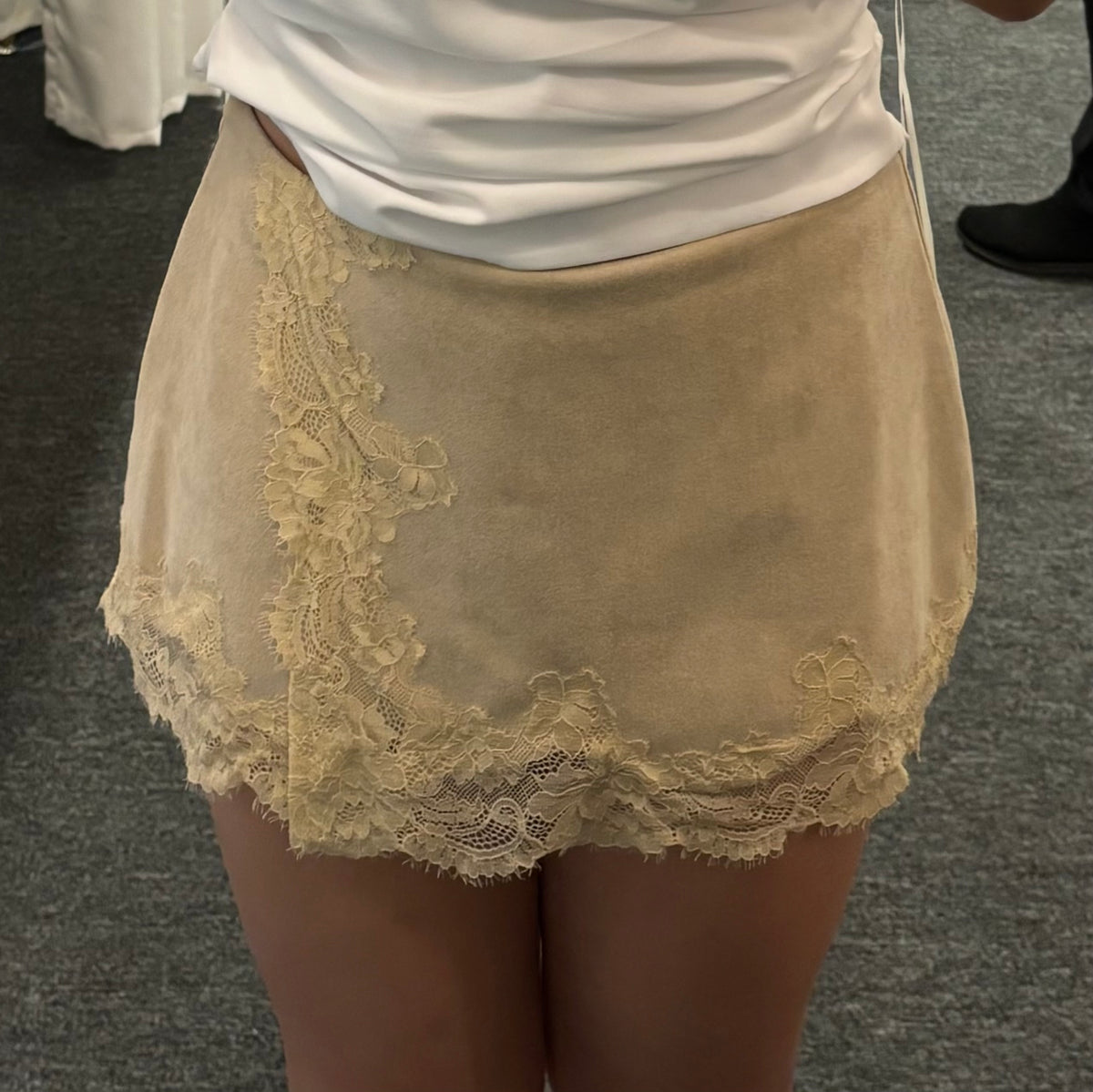 Champagne Lace Trim Skirt