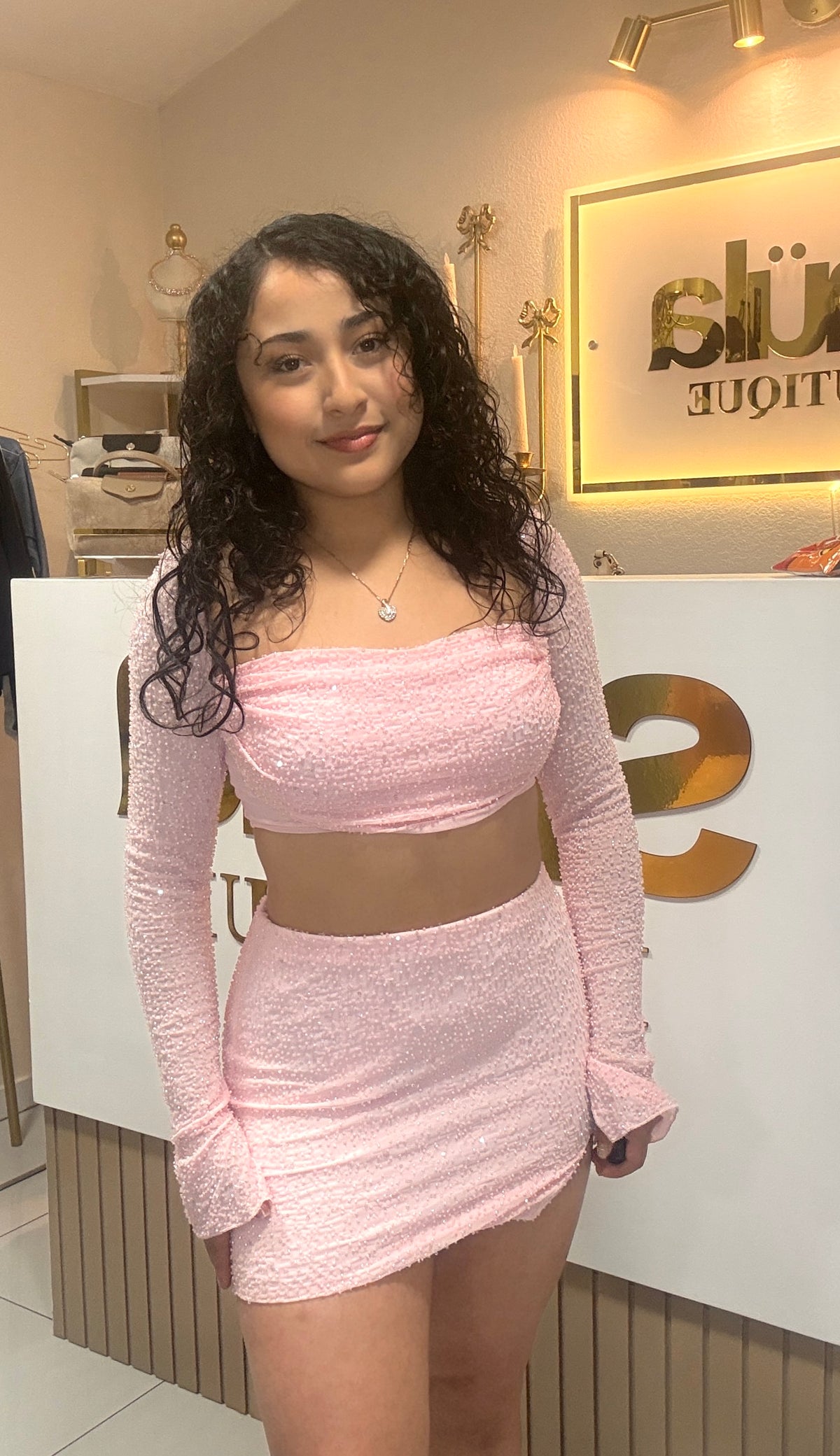 Pink Crop Two Piece