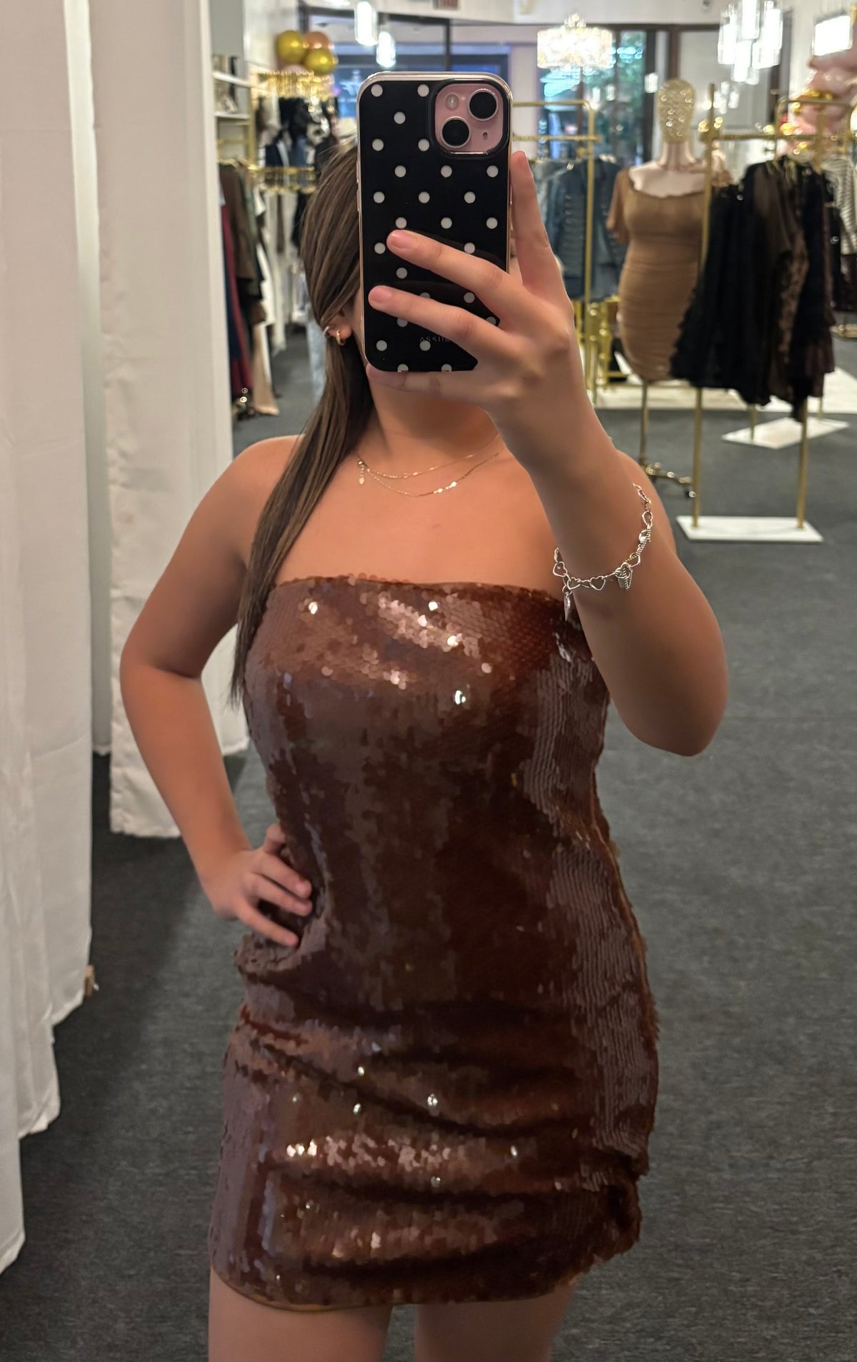 Mocha Sequin Dress