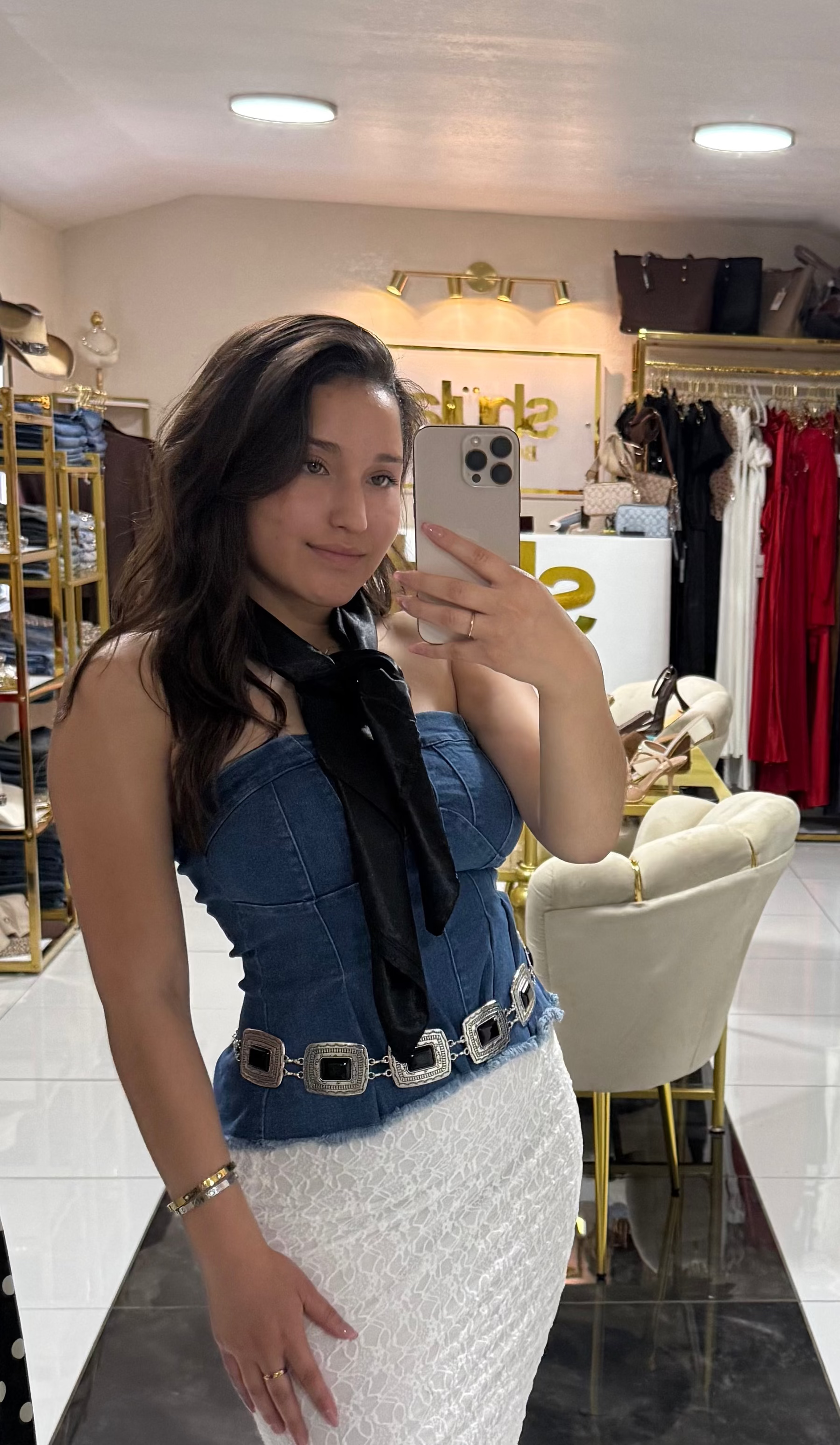 Strapless Denim Bustier