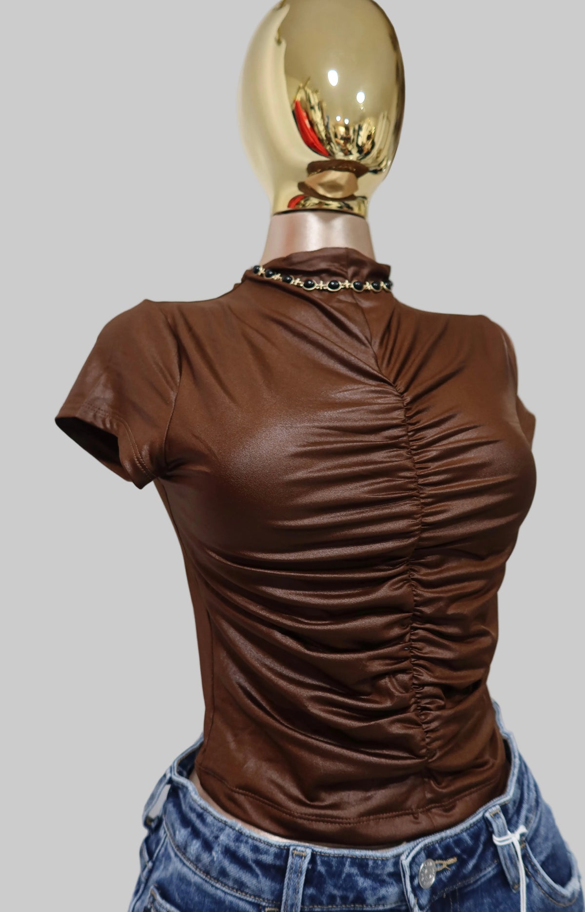 Brown Ruched Top