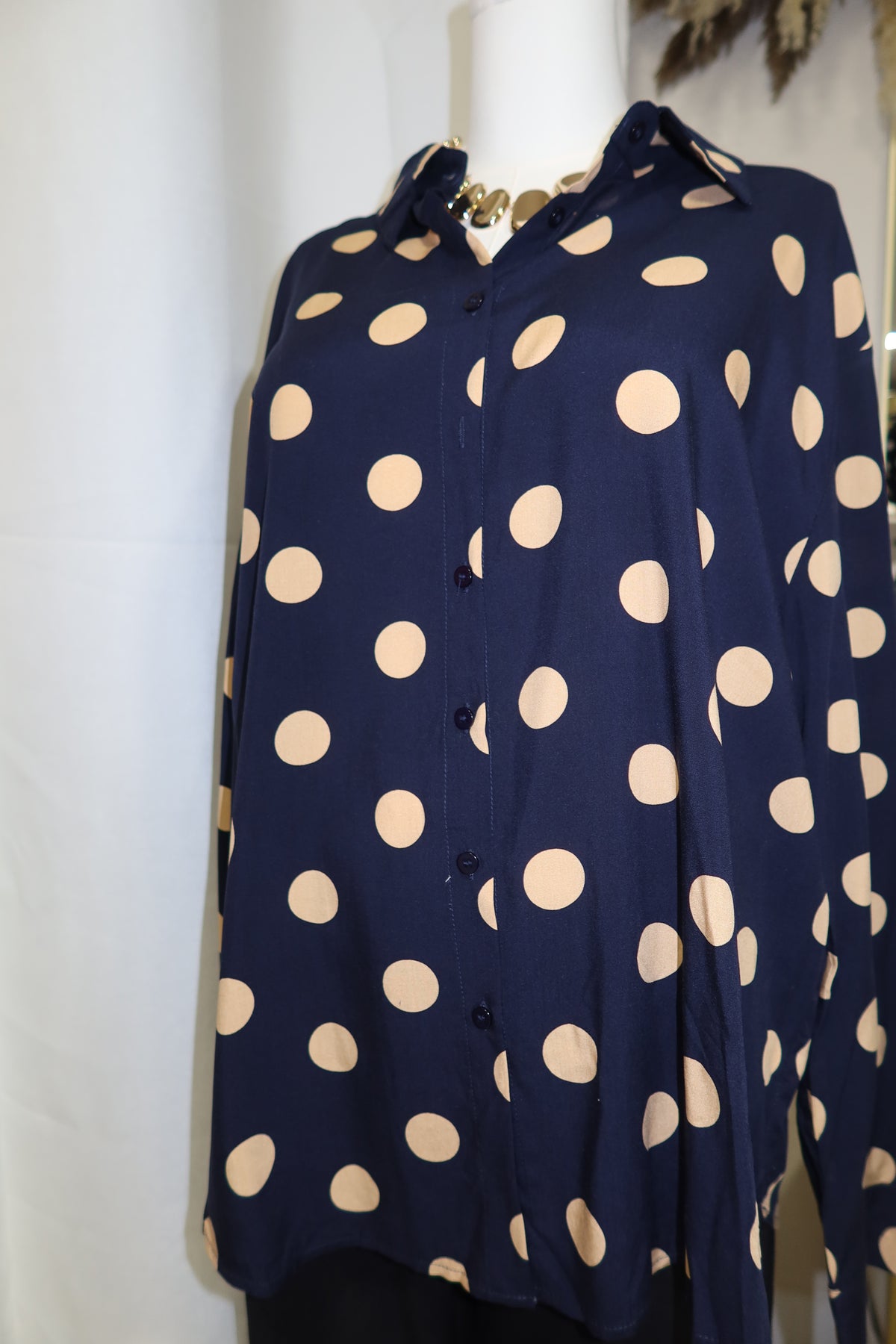 Navy Polka Two Piece - Plus Size