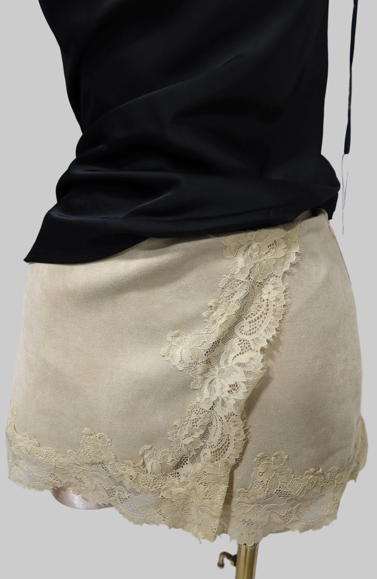 Champagne Suade and Lace Skort