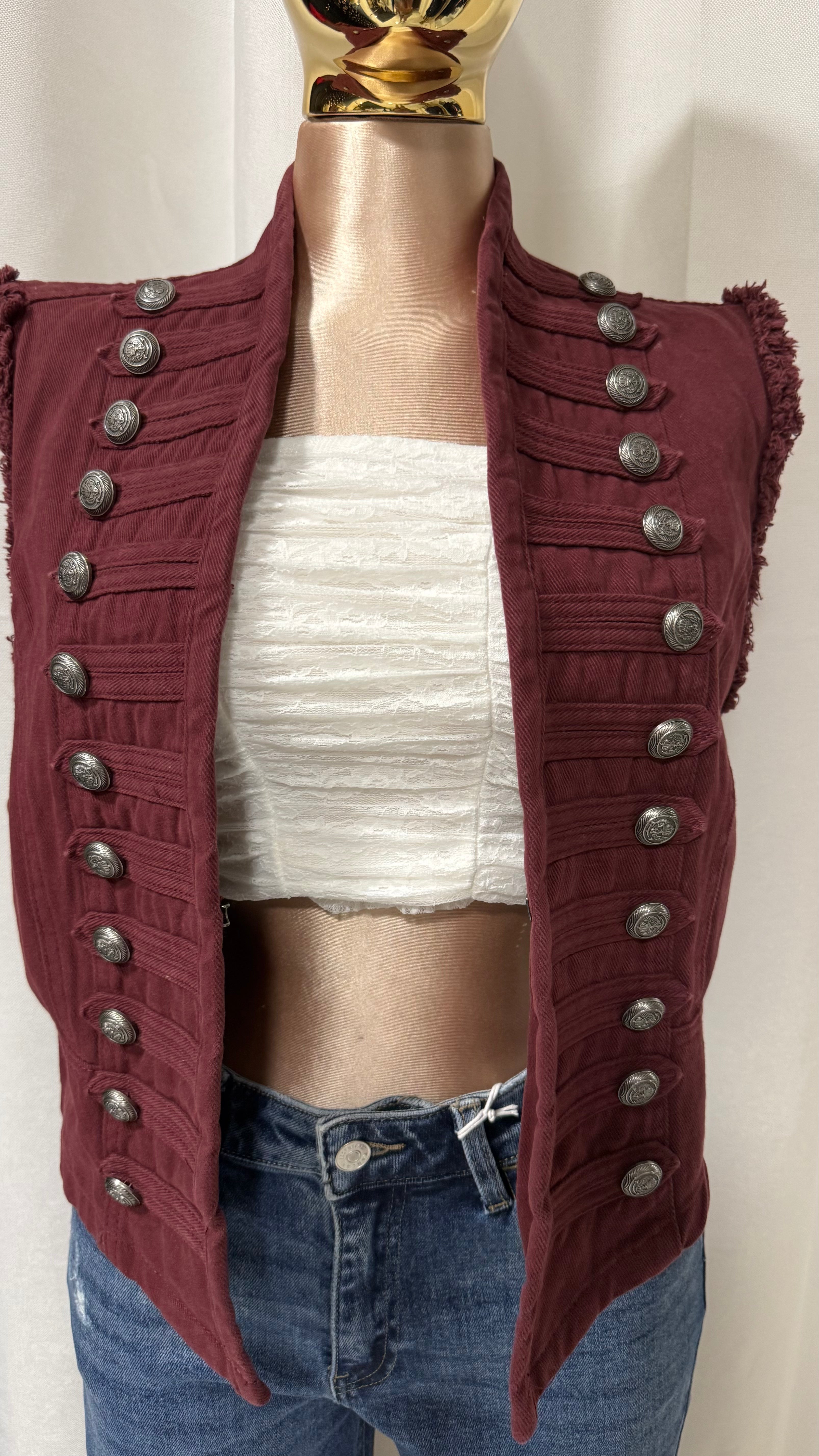 Burgundy Military Vest
