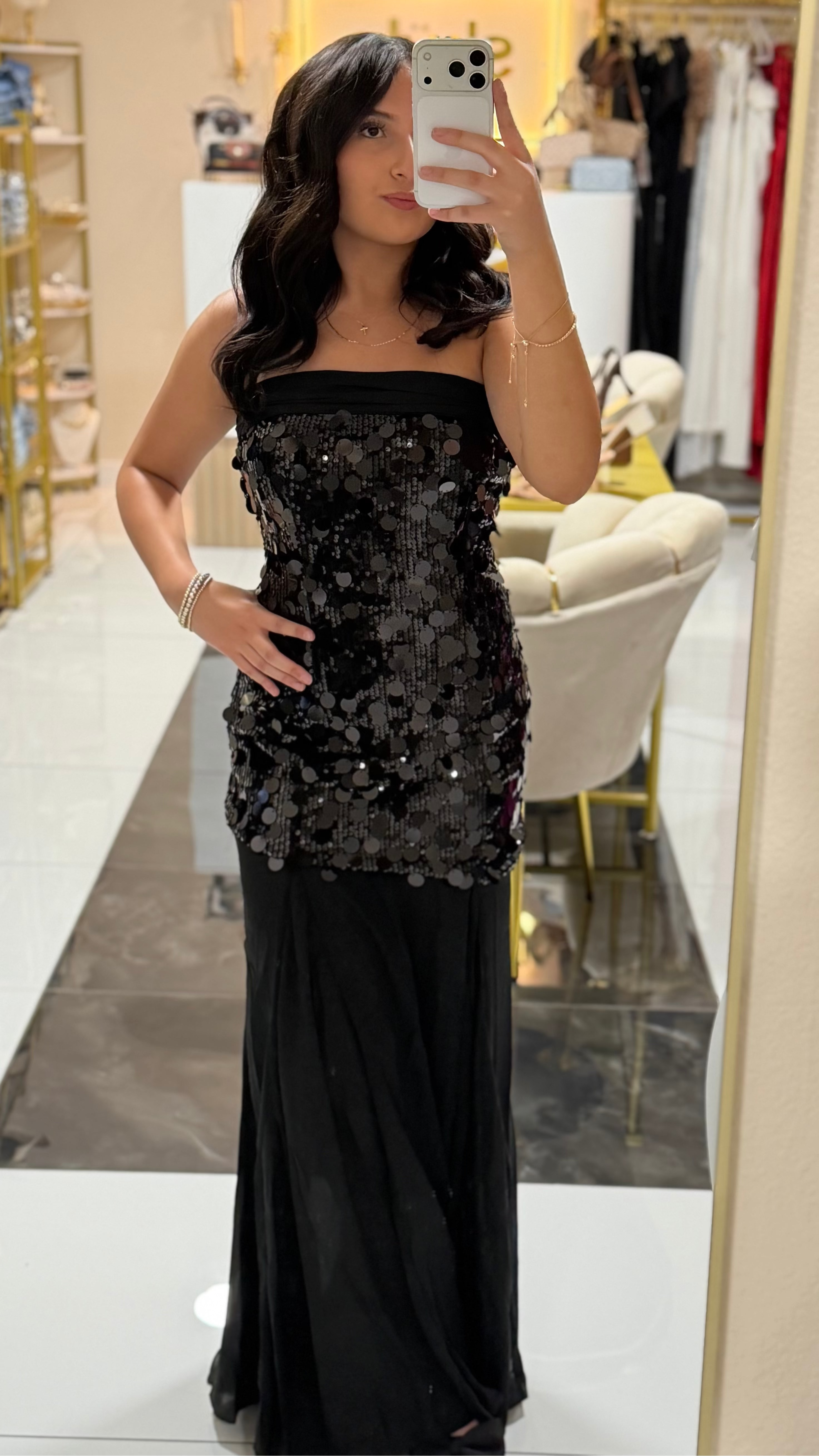 Black Sequin Gown