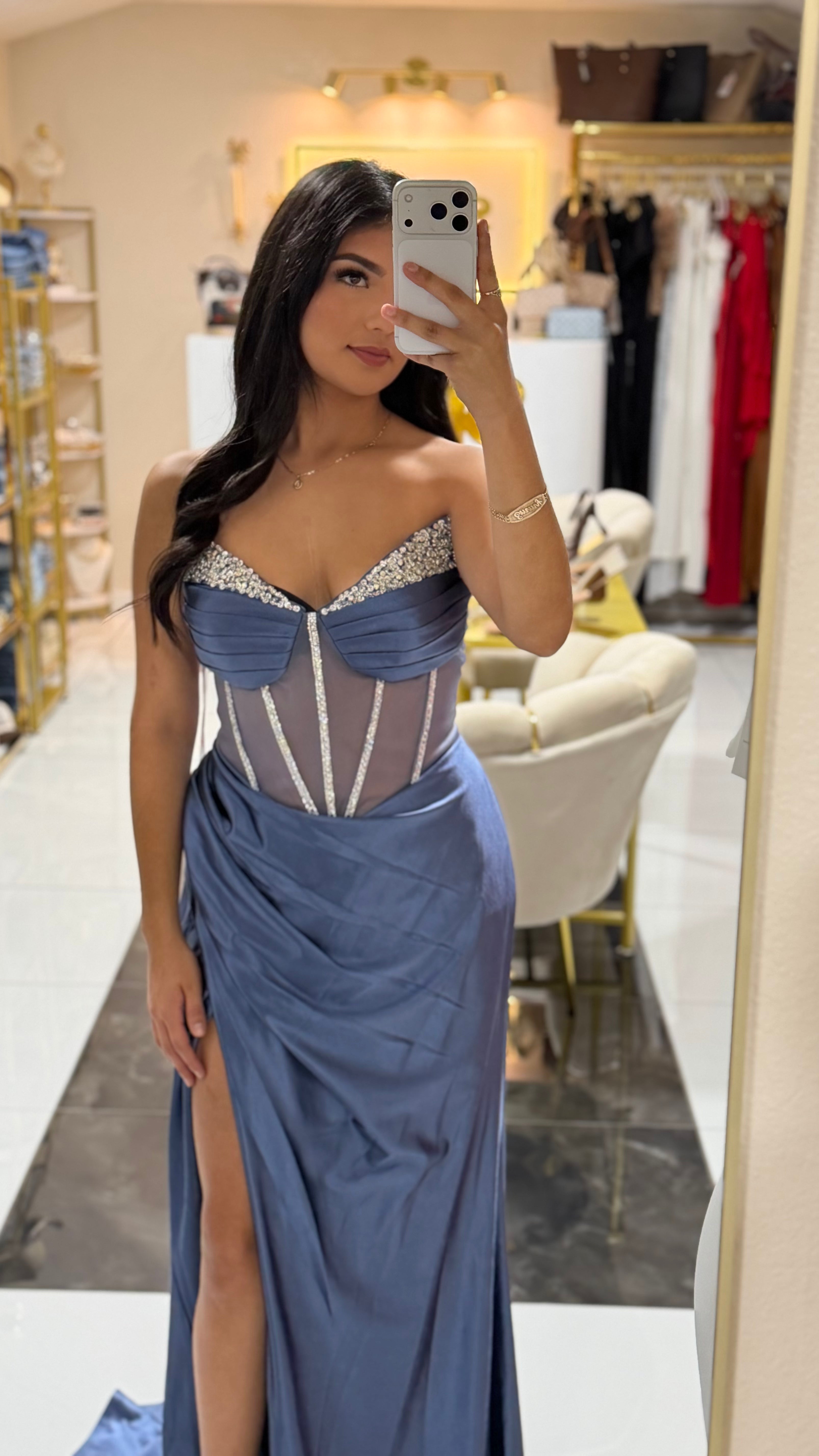 Steel Blue Corset Gown