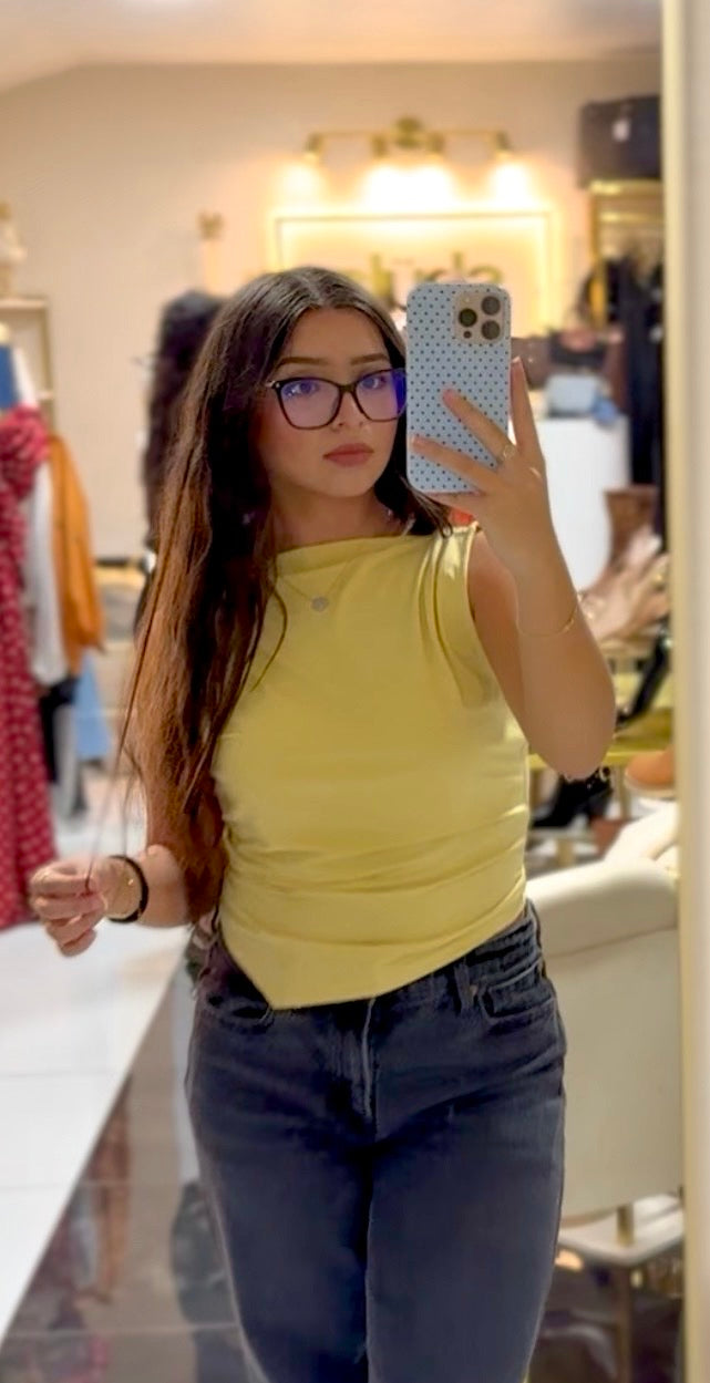 Butter Yellow Open-Back Top