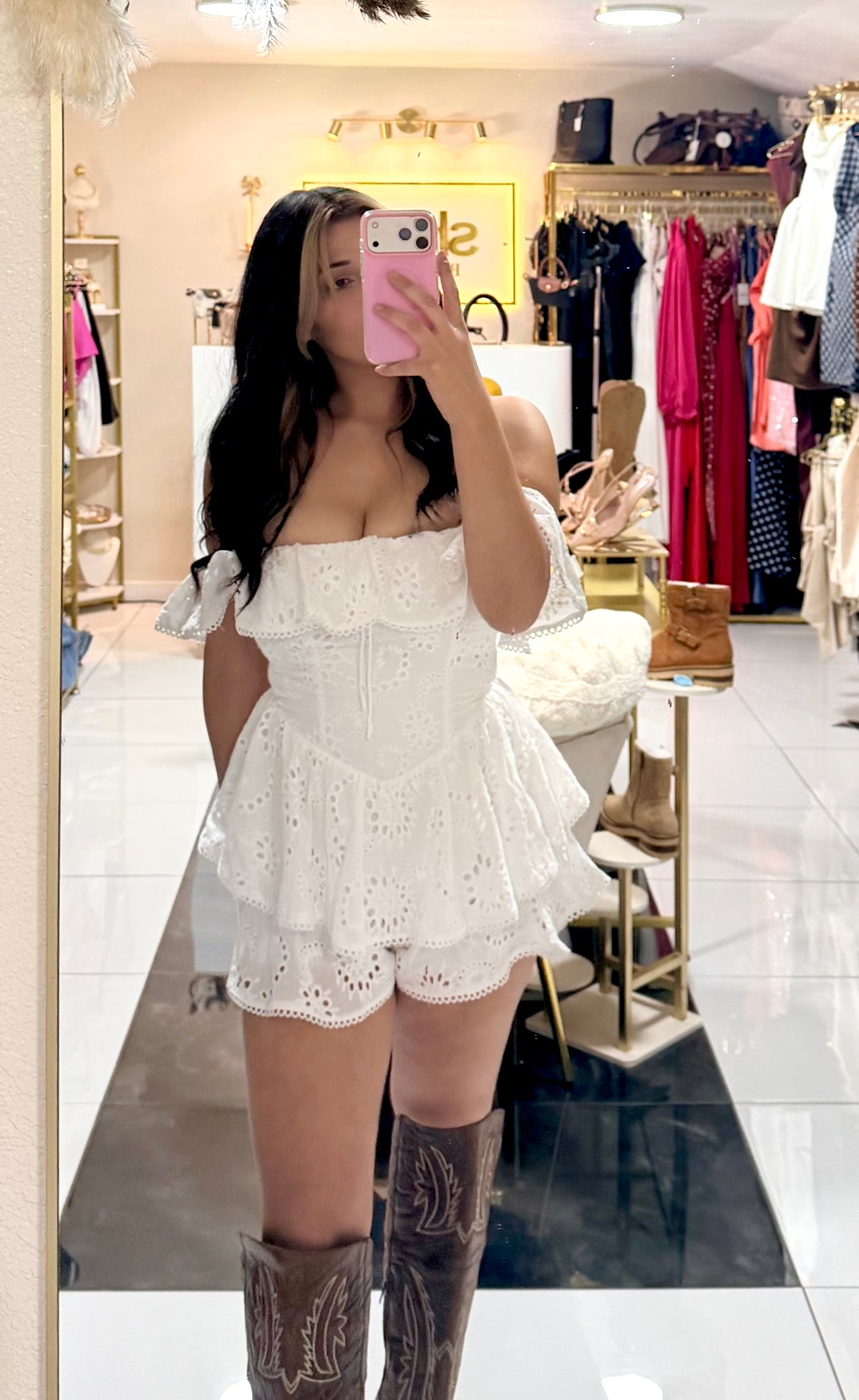 White Eyelet Mini Dress
