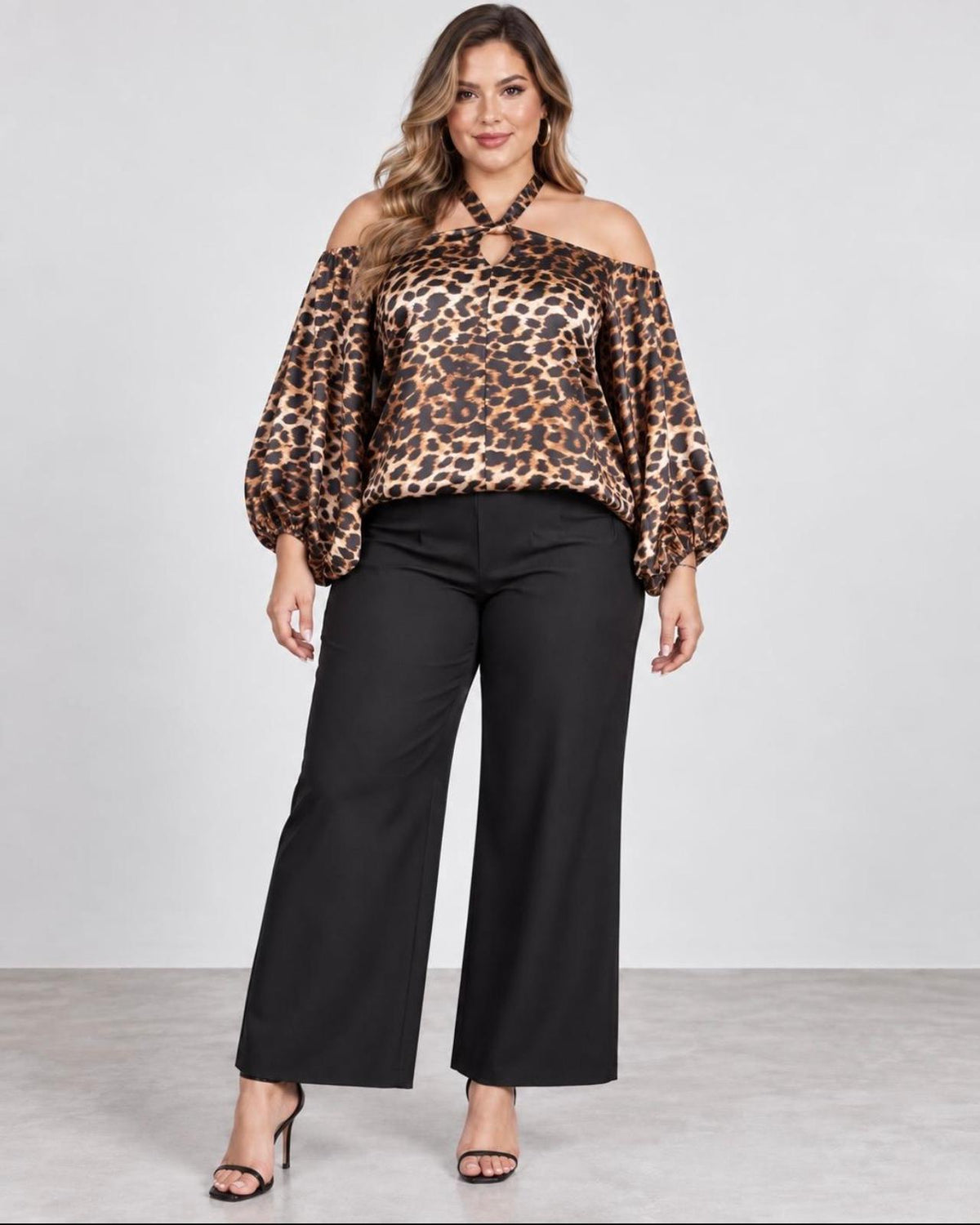 Off-Shoulder Cheetah Blouse